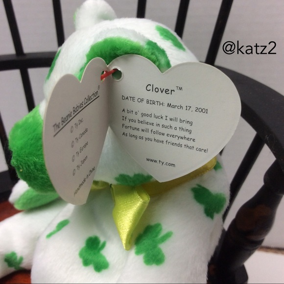 Ty Beanie Baby Retired Clover the Lucky Shamrock Bear 2001 - Picture 3 of 4
